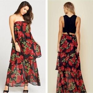 Floral Maxi Dress/Skirt- Red and Green